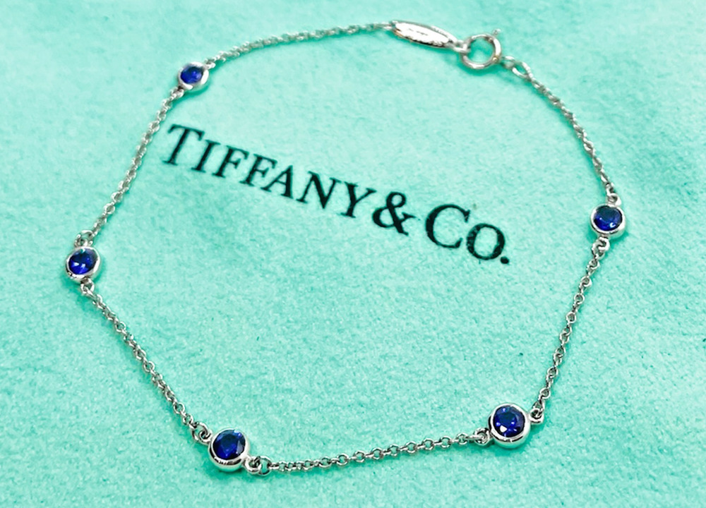 Tiffany & Co. Elsa Peretti Color By The Yard Sapphire Platinum Bracelet 7.5"